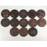 Eight Royal Mint large bronze Centenary Medals and five other similar