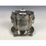 A late 19th century electroplate biscuit barrel