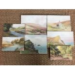 C*** N*** Rowe (British, 20th Century) Seven landscape views, including 'Old Lizard Head'