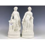 A pair of Victorian Parian figures (one a/f)