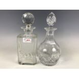 A spirit decanter together with one other cut-glass decanter