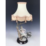 An Italian figural table lamp by B. Werli, with silk shade