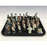 A Battle of Waterloo chess set, the chess pieces modelled as Napoleon's and Wellington's armies