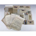 A Great War casualty medal and document group, comprising a single British War medal to 210842 Pte