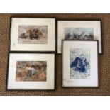 After Keith Proctor (Contemporary) A uniformly framed and mounted group of four pencil signed animal