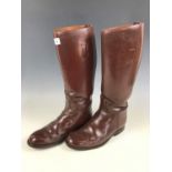 A gentleman's pair of vintage brown leather riding boots, size 8