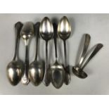 Two Italian electroplate hotel ladles together with a set of six hotel ware spoons marked for Libia