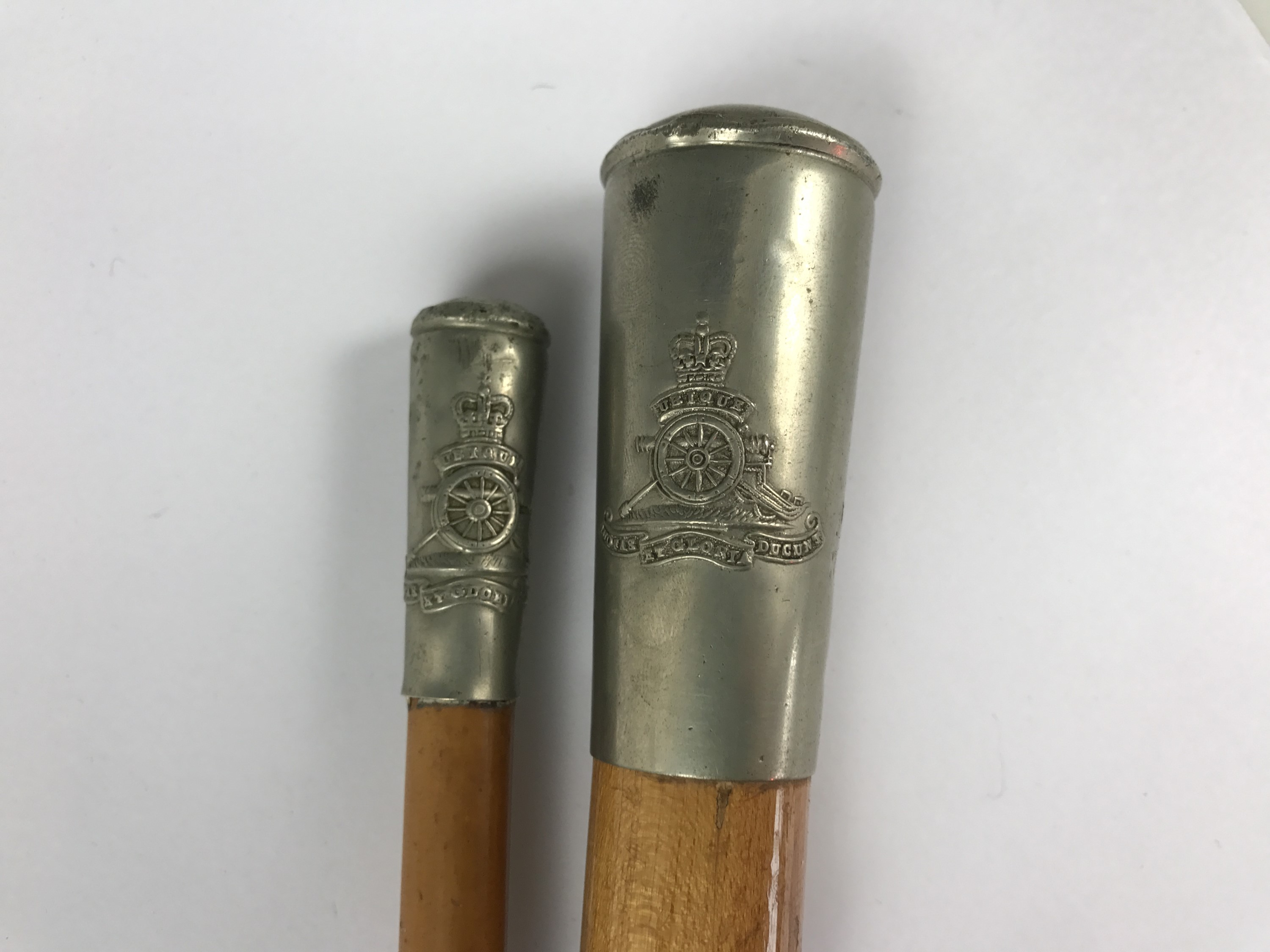 A Royal Artillery walking cane and a conforming swagger stick, post-1952 - Image 2 of 2