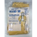 A new-old-stock 1960s-1970s "Heavy duty Weather Suit - for sailing, fishing, cold and all outdoor