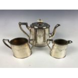 A three-piece electroplate tea set