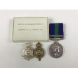 A QEII General Service medal with clasp Arabian Peninsula, to 23504576 Pte M Lindsley, ACC, in issue