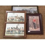 Four framed military prints including a Caton Woodville study of a Victorian HLI soldier, uniform