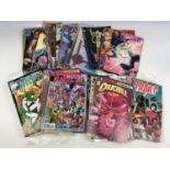 A carton of late 20th Century Marvel, DC and other action superhero comics