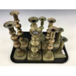 Georgian and Victorian brass candlesticks