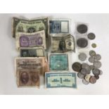 Sundry coins and banknotes including Second World War military issues