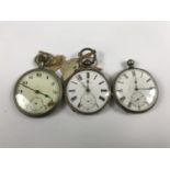 Two Victorian white-metal cased pocket watches together with one other