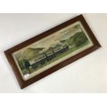 A railway print entitled Travel in 1910, Coniston Steam Motor Train and Furness Railway