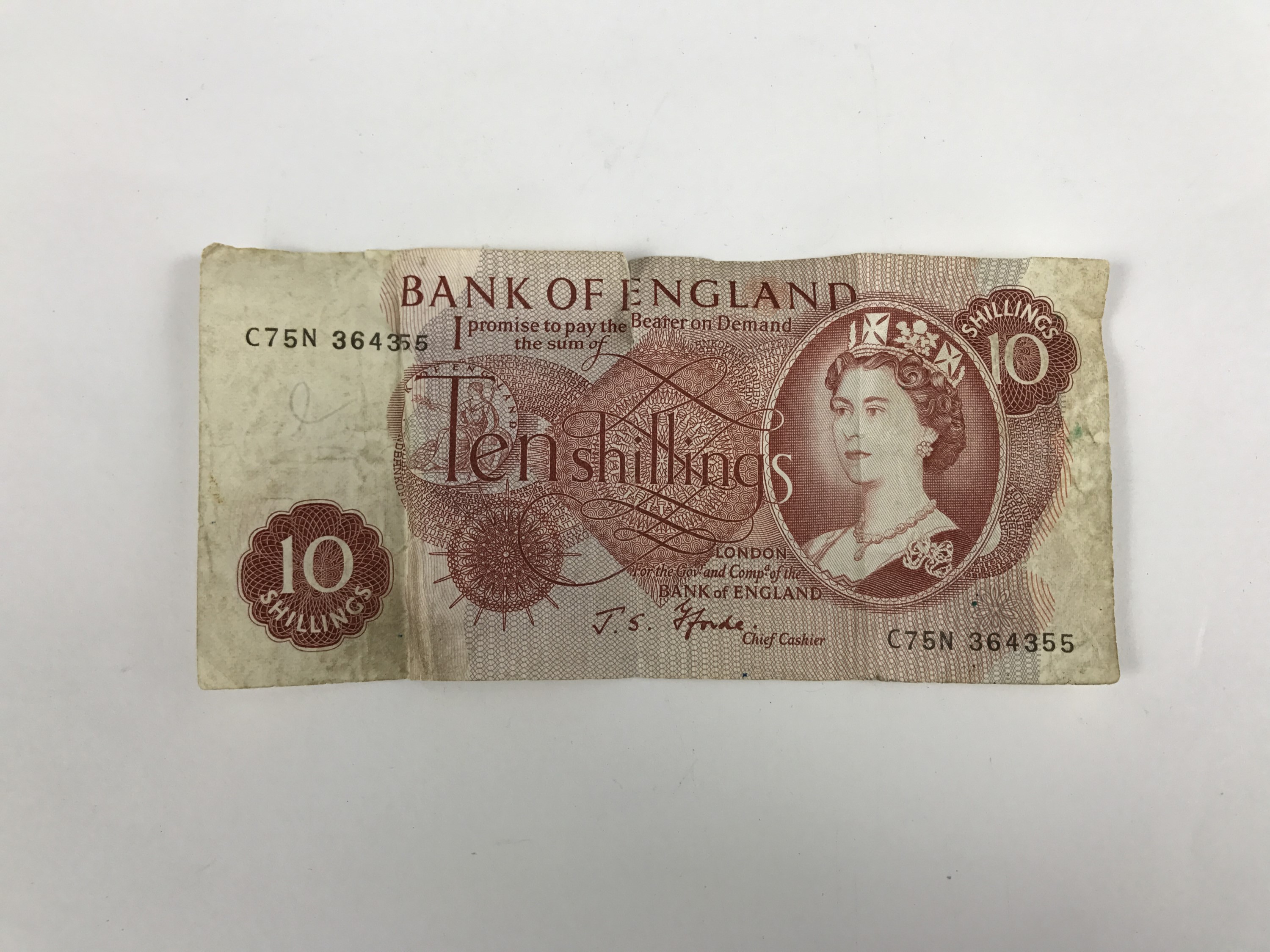 A ten shilling note