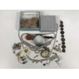 Vintage costume jewellery, including a branch coral bracelet, a coin bracelet and a white-metal