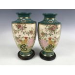 A pair of 1920s Satsuma ware vases (one a/f)