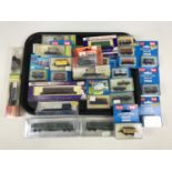 A quantity of model railway in original packaging, including Peco N gauge, Hornby, Minitrix, Roco