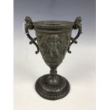 A late 19th Century spelter goblet / urn modelled after the antique