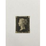 A Queen Victoria penny black postage stamp