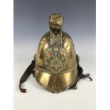 A late 19th / early 20th Century Merryweather pattern fireman other ranks' brass helmet,