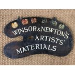 A Windsor and Newton pendant advertising sign in the form of an artist's palette, of wooden