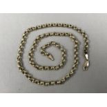 A 9ct gold belcher link neck chain, 47 cm, 7.5 g