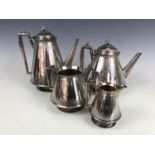 A Victorian Mappin and Webb Aesthetic design four-piece electroplate tea service, of truncated