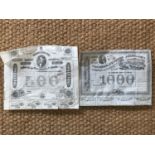 Two Confederate States of America Dollar bond certificates