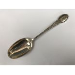 A George V silver Holmrook Rife Club shooting prize spoon, the terminal decorated in depiction a