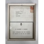 [Kind Edward VIII / Wallis Simpson, Duchess of Windsor] A 1972 condolence recognition card and