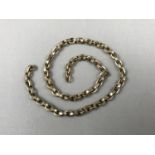 A yellow-metal belcher link watch chain, tests as gold, 18.9g