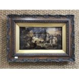A late Victorian crystoleum, depicting a classical scene, in gilt mount and carved wooden frame,