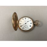 An early 20th Century 9ct gold Waltham pocket watch in hunter case