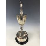 [Cumberland Rifle Volunteers] A Victorian silver Rifle Volunteer prize trophy cup and cover, the