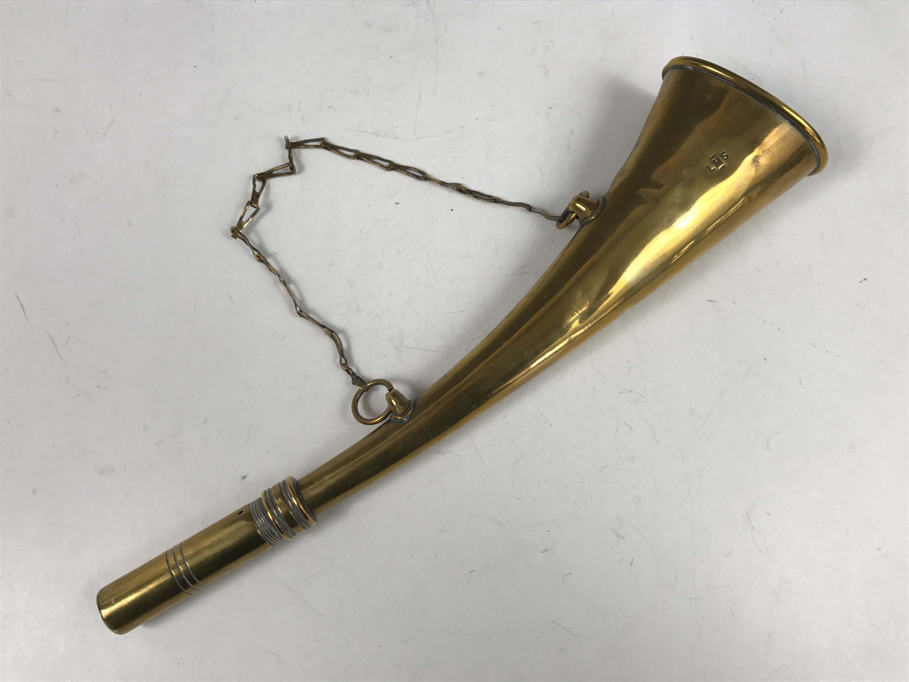 A vintage LMS Railway brass horn, 31 cm