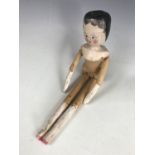 A late 19th / early 20th Century "Dutch" or "peg" wooden doll, of a type originating from Val