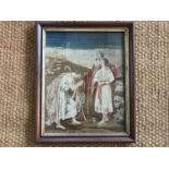 A Victorian gros- and petit-point needlework tapestry of a Biblical scene, framed under glass, 52