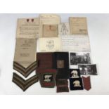 A Second World War Hallamshire Battalion, York and Lancaster Regiment, document and insignia