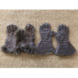 An early 20th Century gentleman's pair of fur flying / driving gauntlets, together with one other