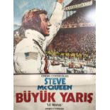 An original Turkish Steve McQueen Le Mans (1971) film poster, framed under glass