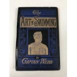 Captain Webb, The Art of Swimming, first edition, gilt blue cloth pictorial boards and colour