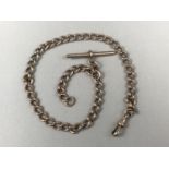 A late 19th / early 20th Century 9ct rose gold single watch chain, 37 cm, 37.8g