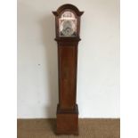 An early 20th Century mahogany grandmother clock, having three-train spring-driven movement, 172