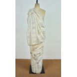 A late 19th / early 20th Century Zoroastrian Parsi sari of champagne silk faille with zardozi