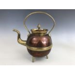 A late 19th Century Aesthetic influenced copper and brass tea pot by William Soutter and Sons