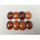 Amber bracelet beads, (unstrung), each of approximately 24 x 15 mm, 14.7g